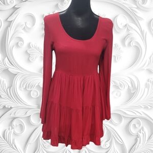 TOBI Ladies Red Tiered Midi Dress